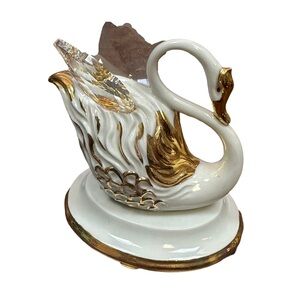 Porcelain Capodimonte Limoges Swarovski Crystal Wing Swan Made in Italy